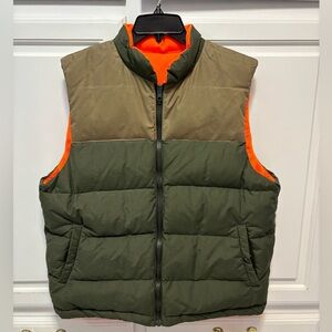 Filson Reversible Vest Tan Olive Orange Goose Down Hunting Outdoors Men Size L